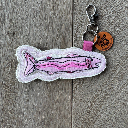 Two Tone Pink Doodle Fish Keychain