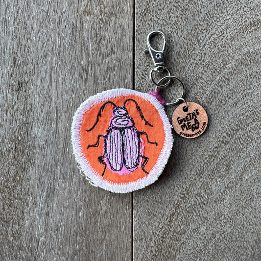 Orange and Pink Doodle Bug Keychain