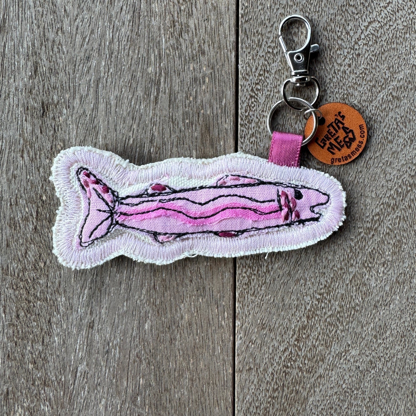 Two Tone Pink Doodle Fish Keychain