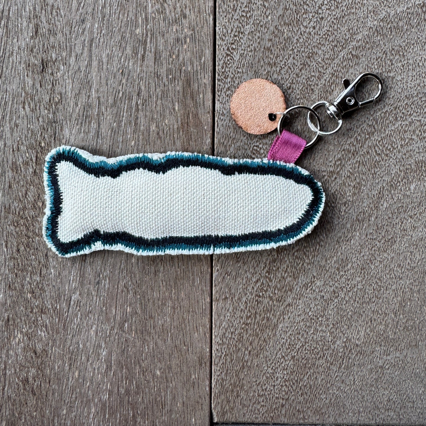 Pink and Teal Doodle Fish Keychain