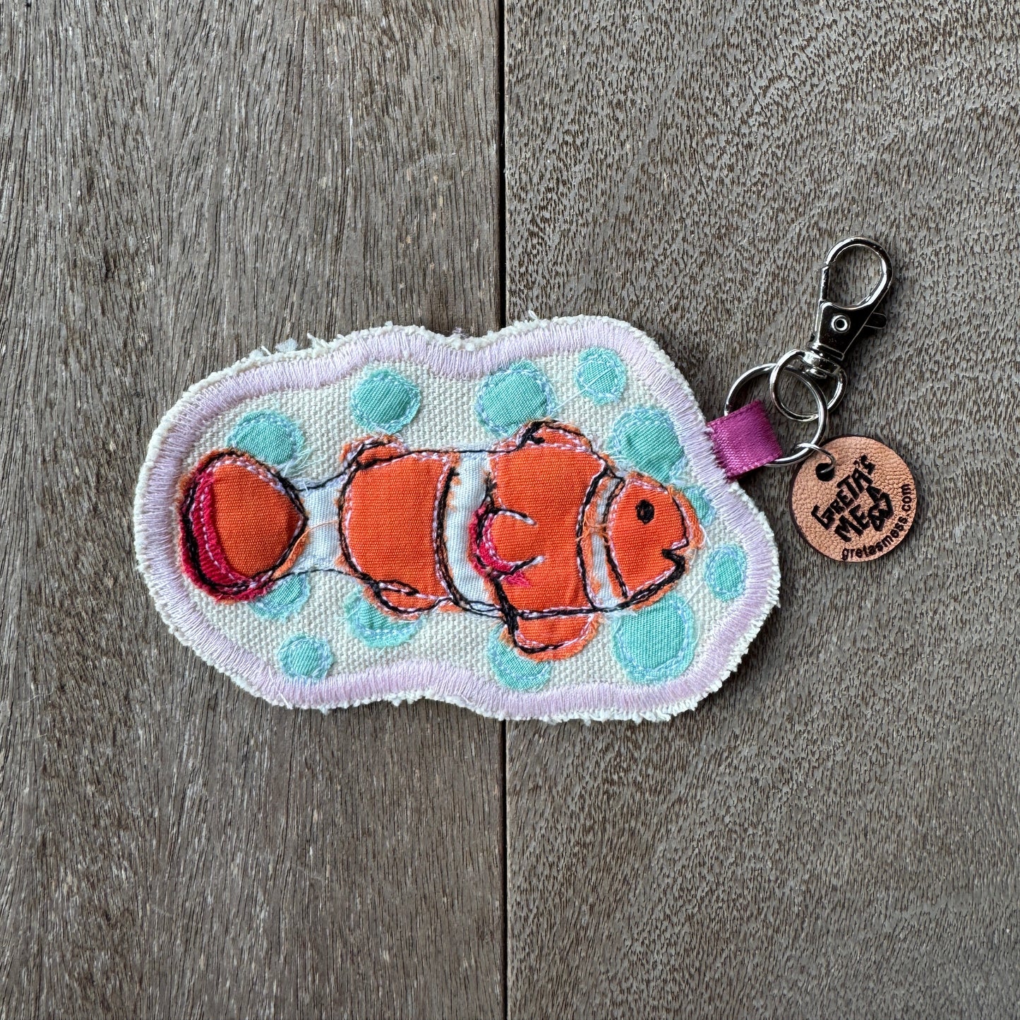 Orange Clown Doodle Fish Keychain
