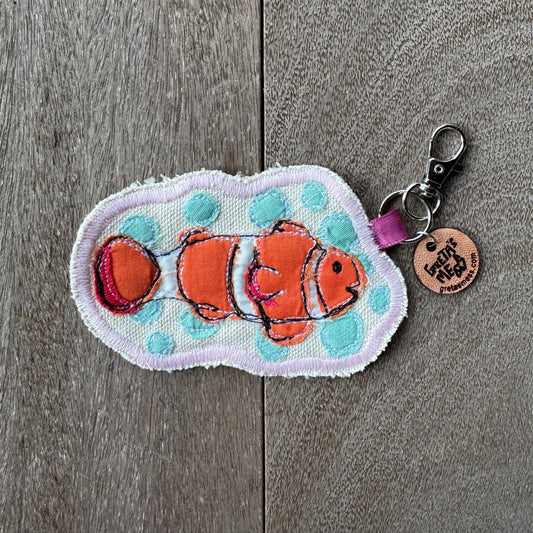 Orange Clown Doodle Fish Keychain