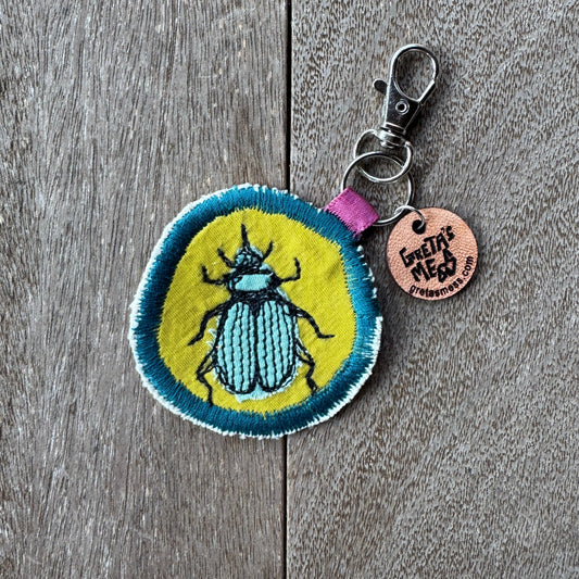 Teal and Green Doodle Bug Keychain
