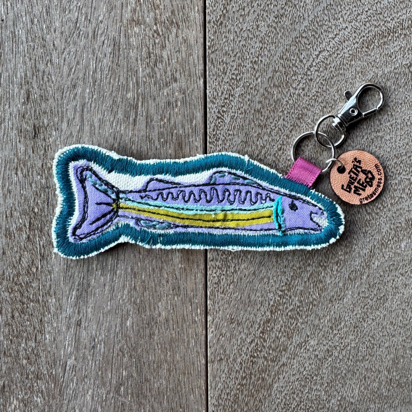 Purple Doodle Fish Keychain