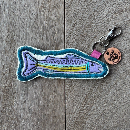 Purple Doodle Fish Keychain