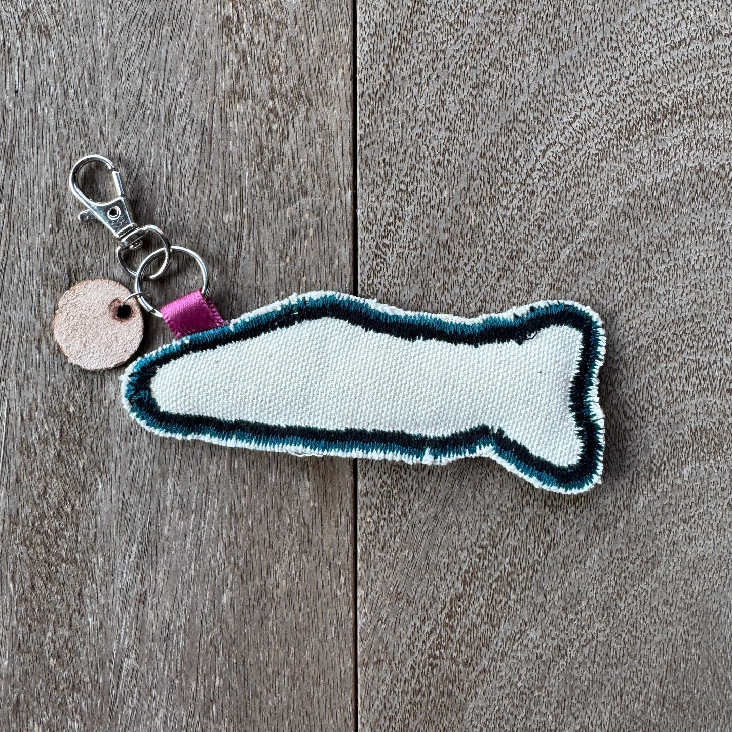 Teal and Green Doodle Fish Keychain