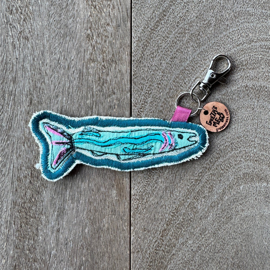 Two Tone Teal Doodle Fish Keychain