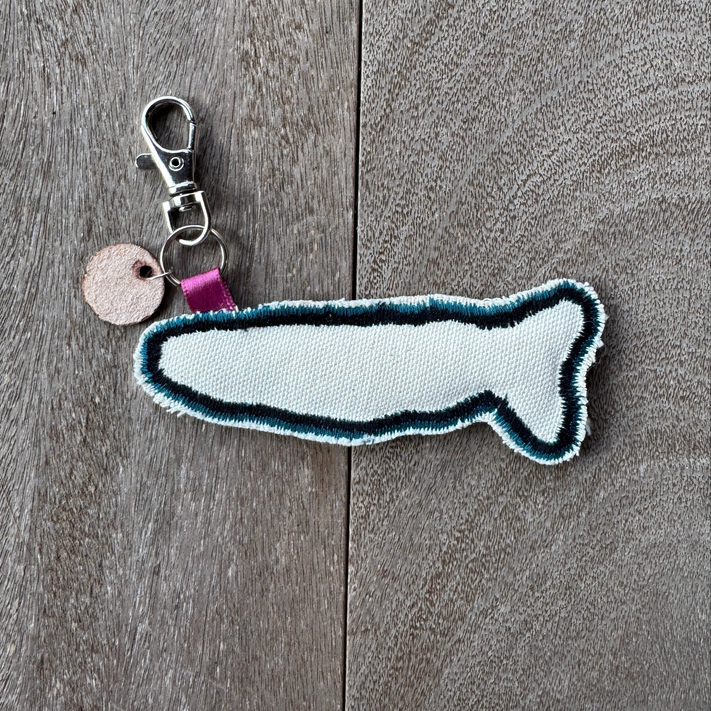 Two Tone Teal Doodle Fish Keychain